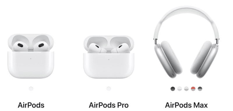 AirPods 3rd gen AirPods Pro AirPods Max images